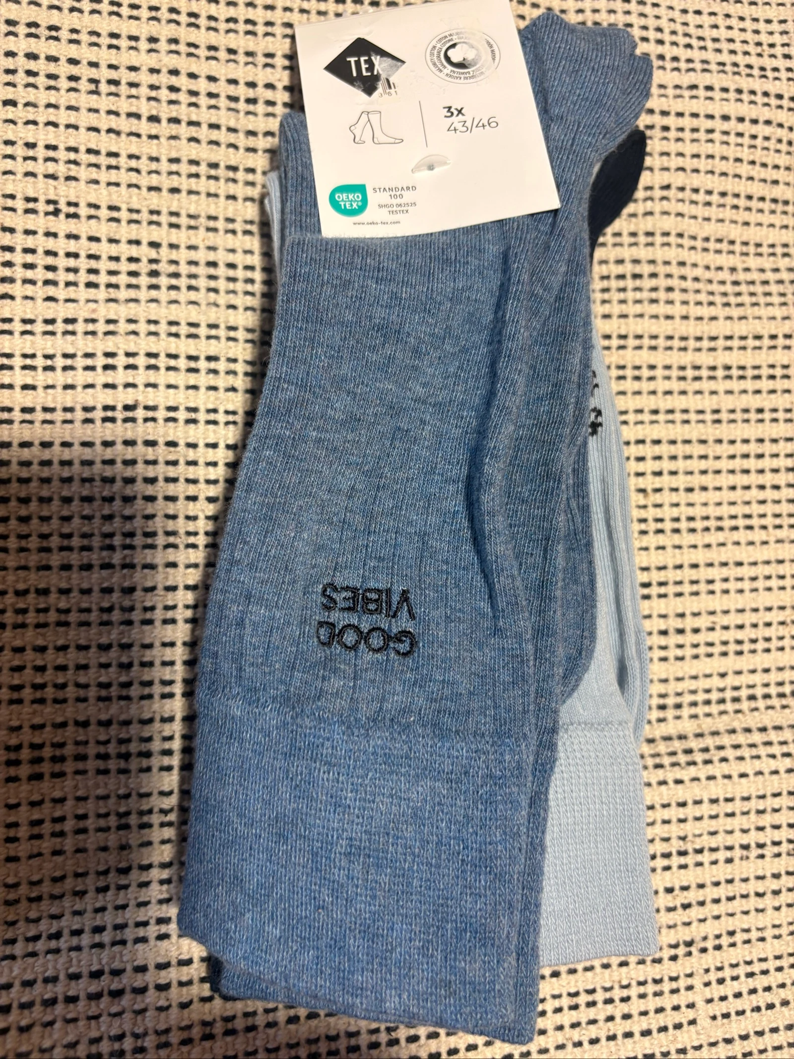 Pack 3 pares calcetines hombre TEX nuevos talla 43/46 azul marino celeste casual chaussettes socks (~b)